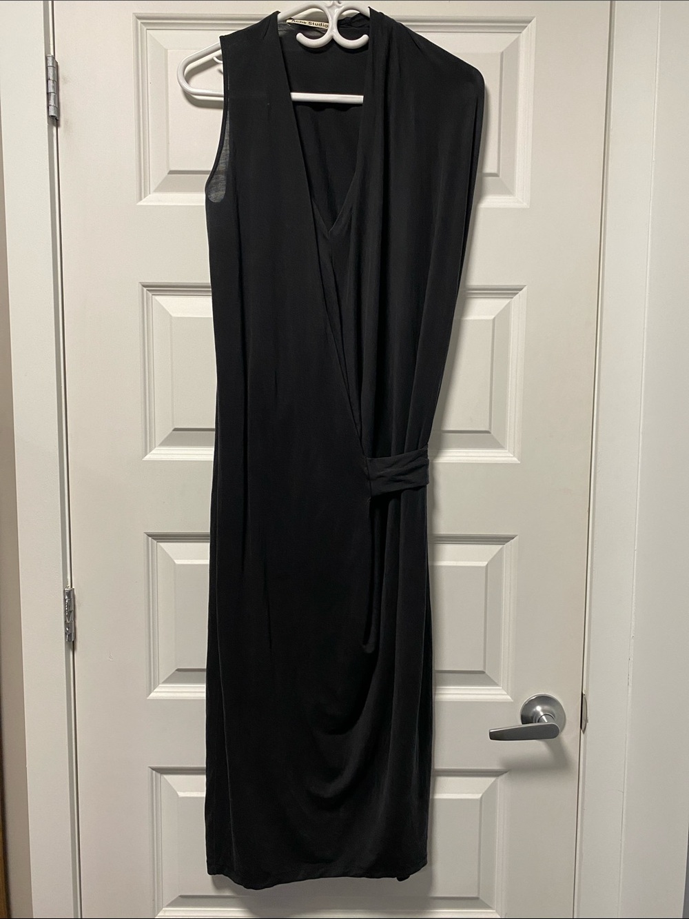 Acne Black Sleeveless Midi Wrap Dress